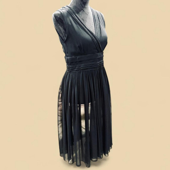 Whimsigoth Dark Fairy Sheer 100% Silk Midi Overlay Dress 6 - Picture 3 of 7